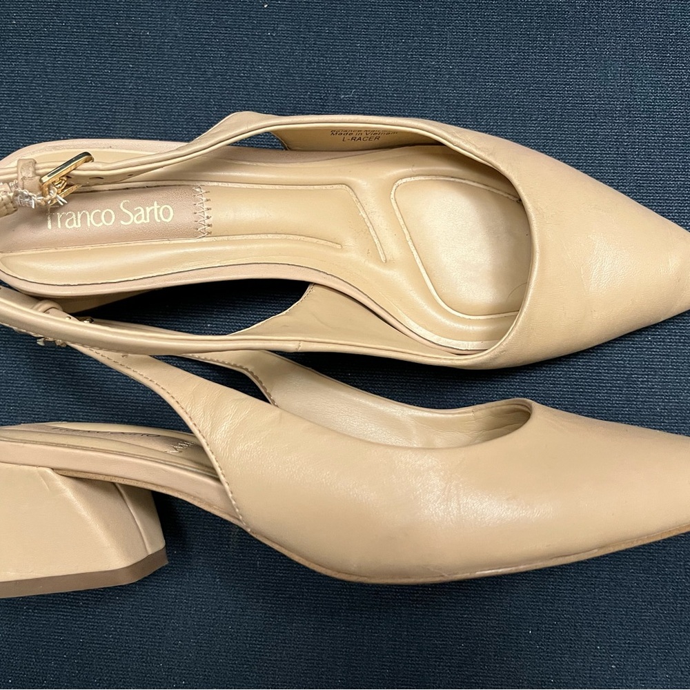 Franco Sarto Racer Pointed Toe Block Heel Slingback